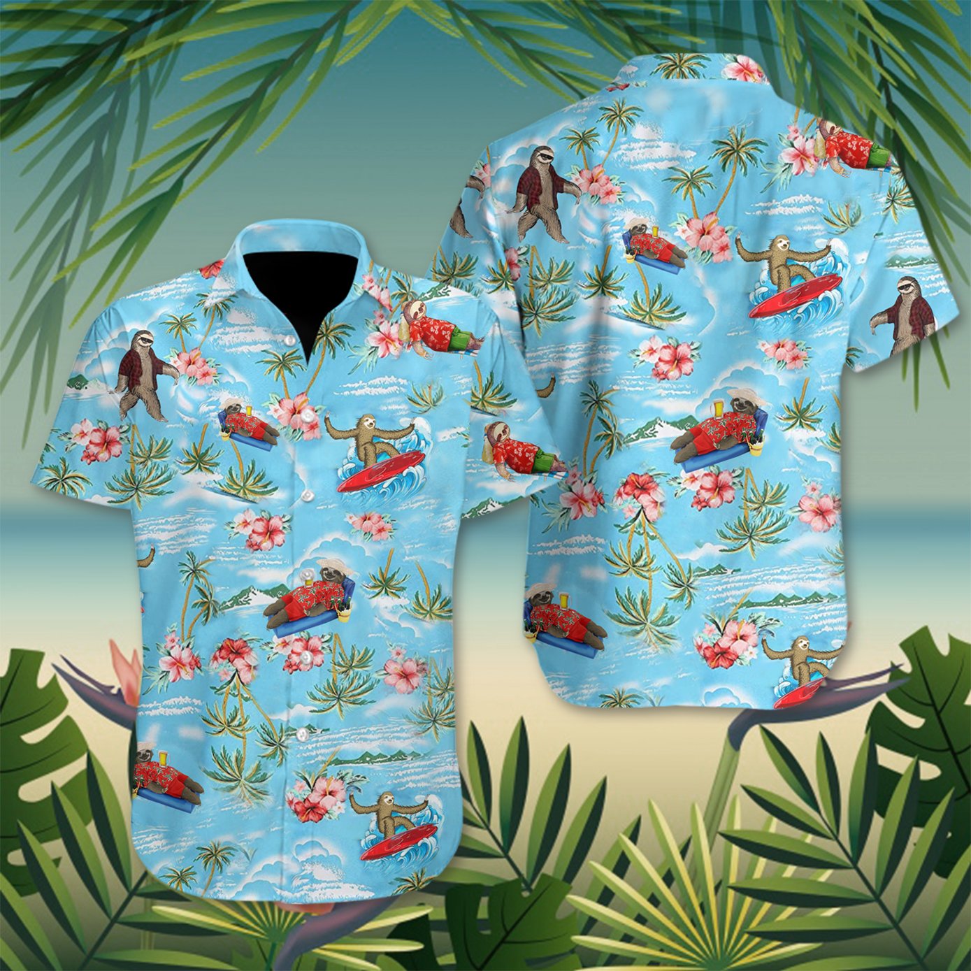 Sloth At The Beach Hawaiian Shirt Cute Funny Holiday Vacation Family Gift Ha28998