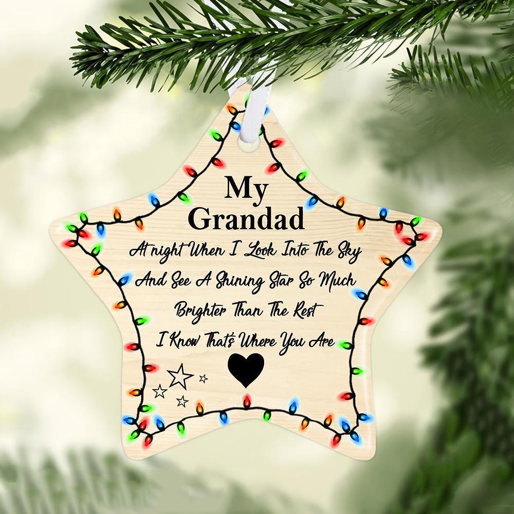 My Grandad Star Ceramic Ornament Gift For Grandfather Christmas Ornament