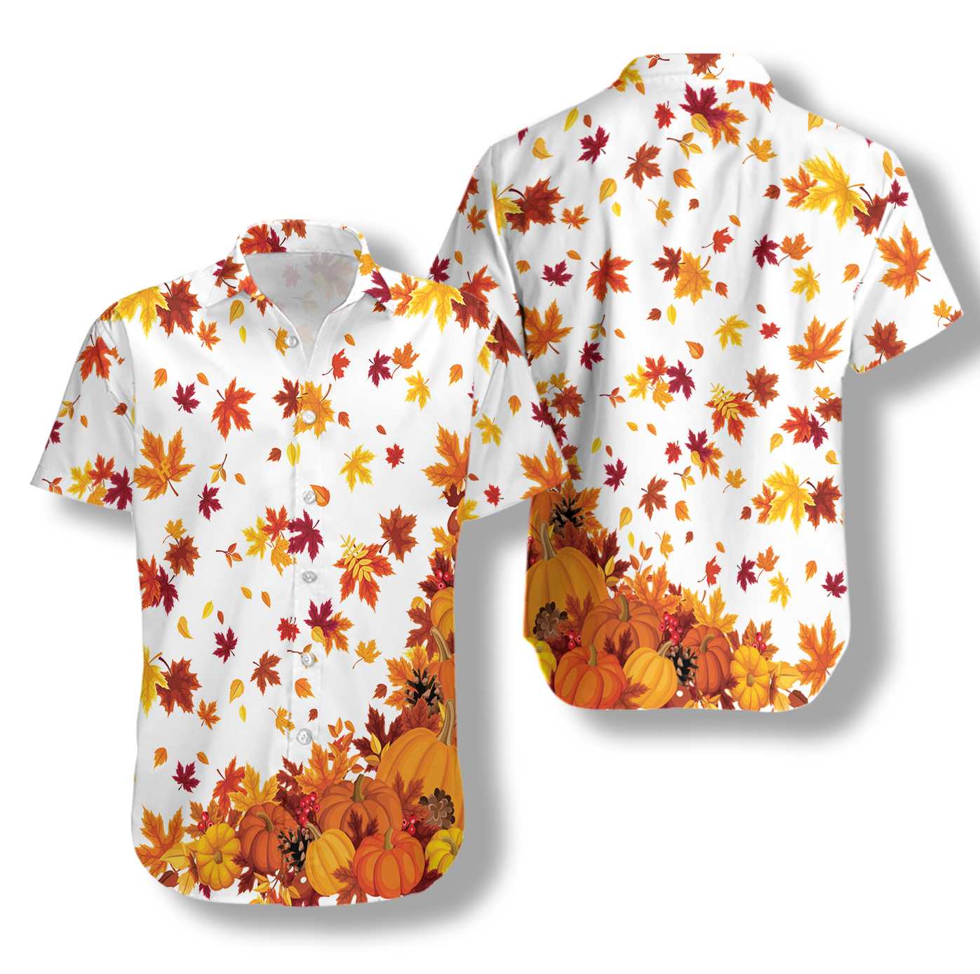 Thanksgiving Pumpkins And Autumn Leaves Hawaii Shirt Ha40802