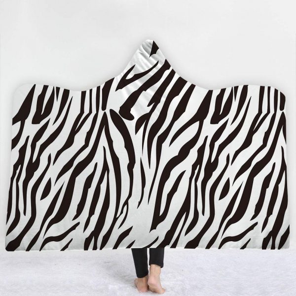 Animal Hooded Blankets – Animal Series Pattern Icon White Fleece Hooded Blanket