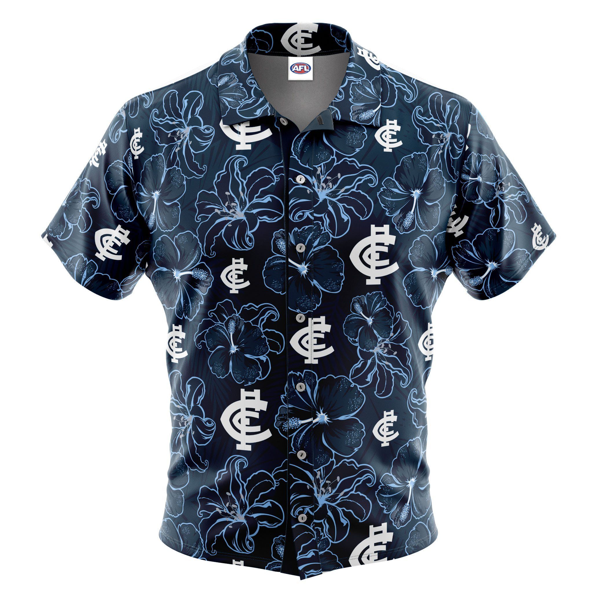 Afl Carlton Floral Hawaiian Shirt