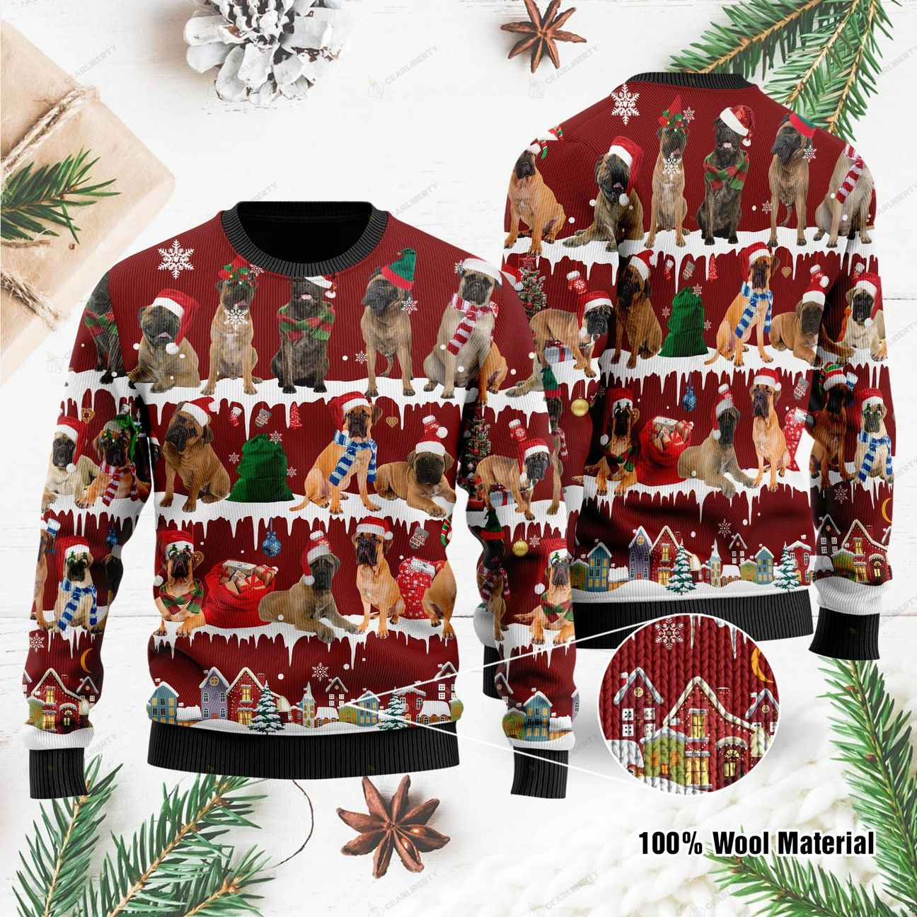 Bullmastiff Christmas Ugly Sweater | Unisex | Full Size | Adult | Colorful | US1070