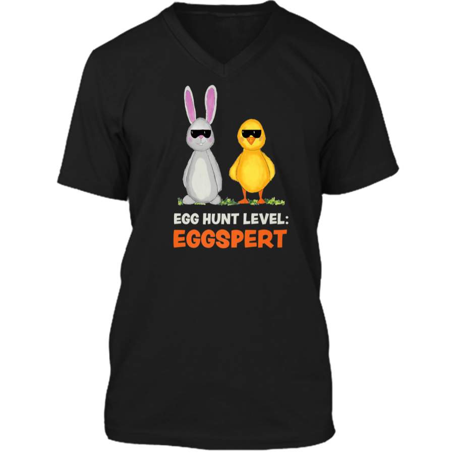 Cool Easter Bunny Rabbit and Chick Egg Hunt Shirt for Women Mens Printed V-Neck T