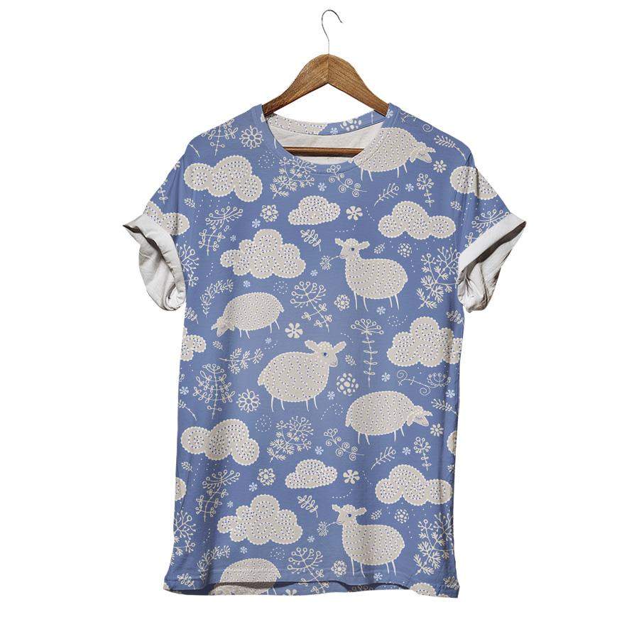 Small Sheep Blue Animal T-shirt