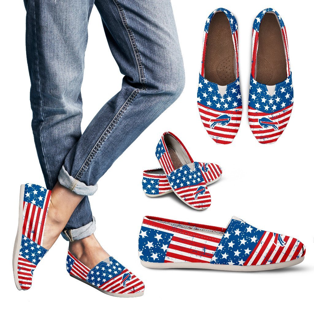 Vintage Star America Flag Buffalo Bills Women Casual Shoes