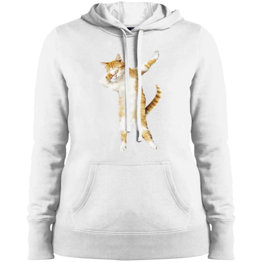 AGR Dabbing Cat Kitten Funny Dab Tee Cool Dance Kitty Ladies’ Pullover Hooded Sweatshirt