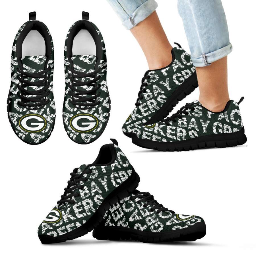 Vintage Logo Beautiful Green Bay Packers Sneakers V1