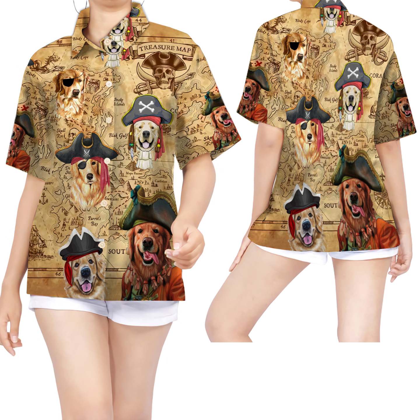 Pirate Golden Retriever Women Hawaii Shirt For Dog Lovers Ha60329