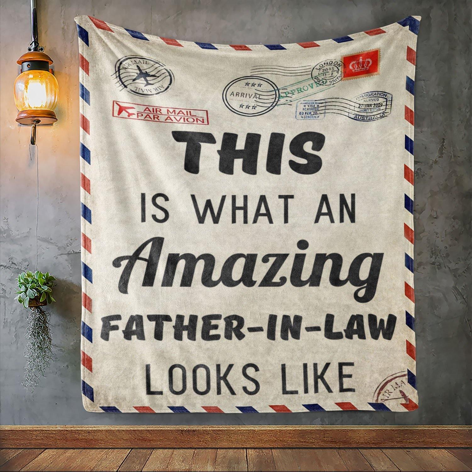 Amazing Father-In-Law – Best Idea Gift For Dad, Gift For Home Decor, Gift For Family  – Fleece Blanket