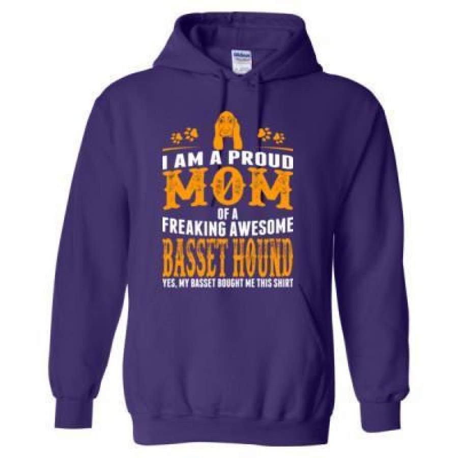 AGR I Am A Proud Mom Of A Freaking Awesome Basset Hound – Heavy Blend™ Hooded Sweatshirt