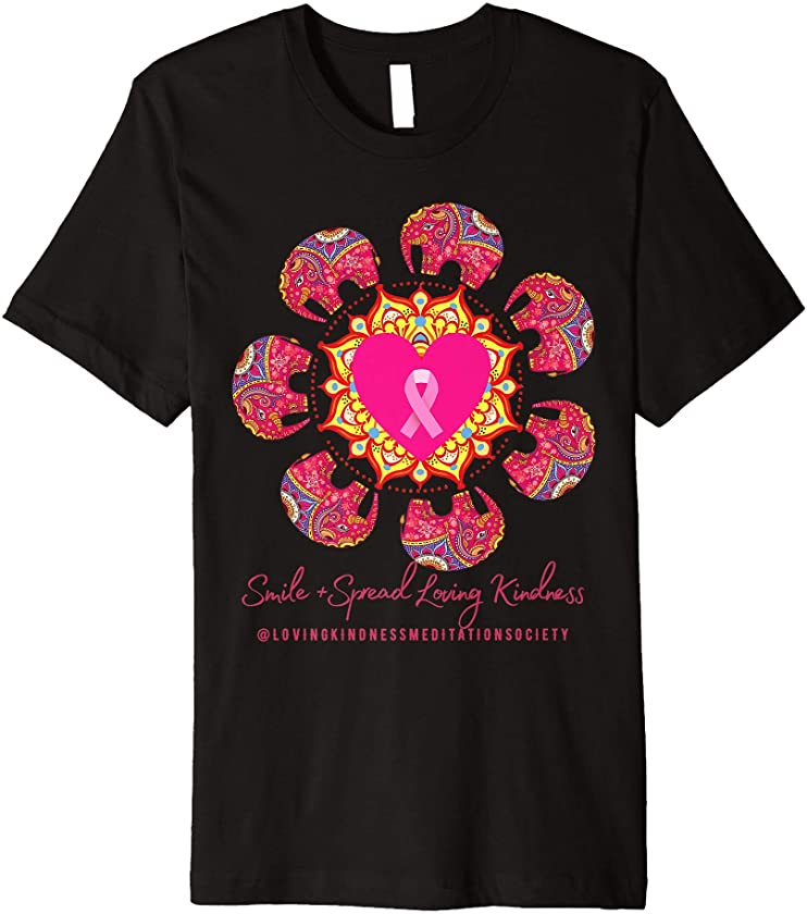 Pink Elephant Mandala Loves Kindness Breast Cancer Awareness Premium T-Shirt