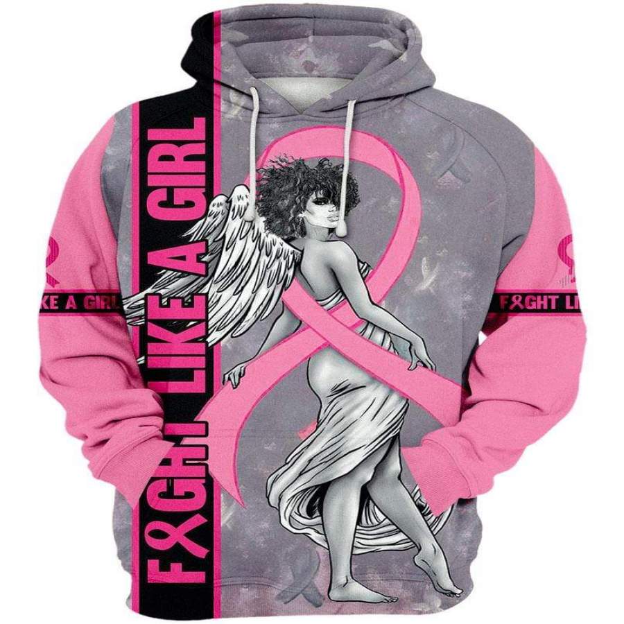 Fight Like A Girl Breast Cancer Awareness Hoodie 3D All Over Print