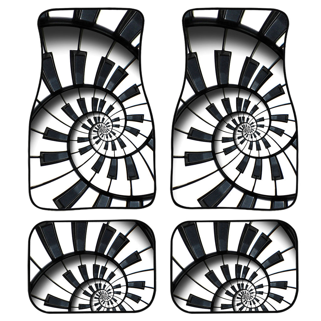 Spiral Piano Keyboard Print Front And Back Car Floor Mats, Front Car Mat