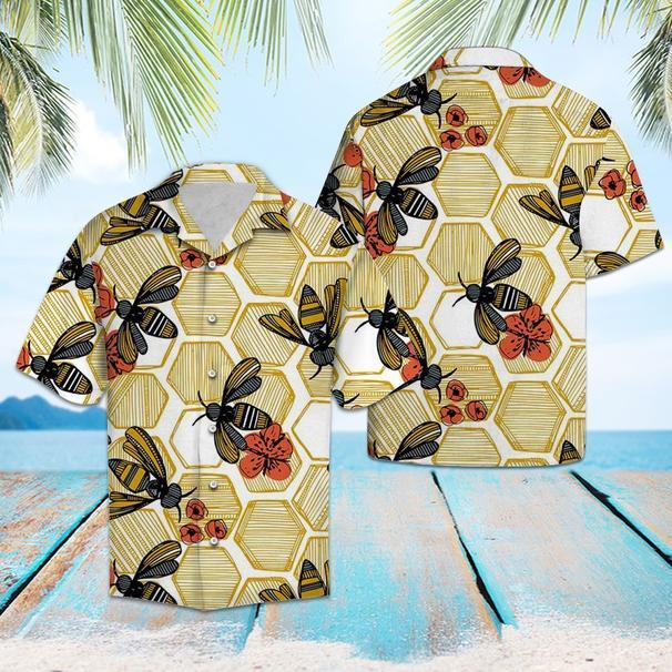 Honey Bee Hexagon Aloha Hawaii Shirts For Men Women Ha503