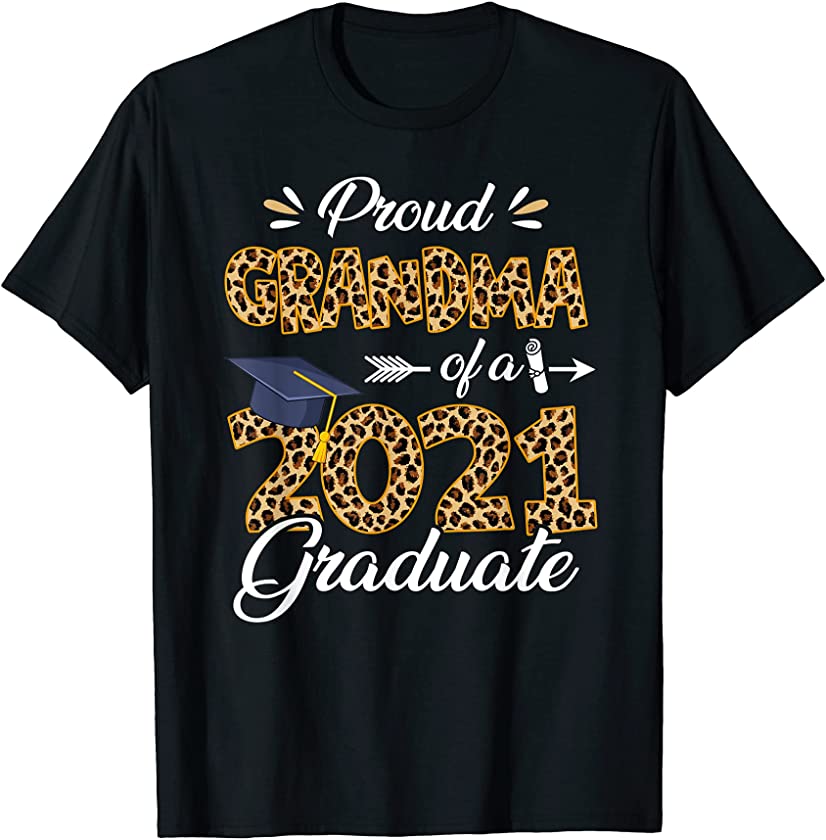 Senior 21 Leopard Proud Grandma Of A Class Of 2021 Graduate T-Shirt