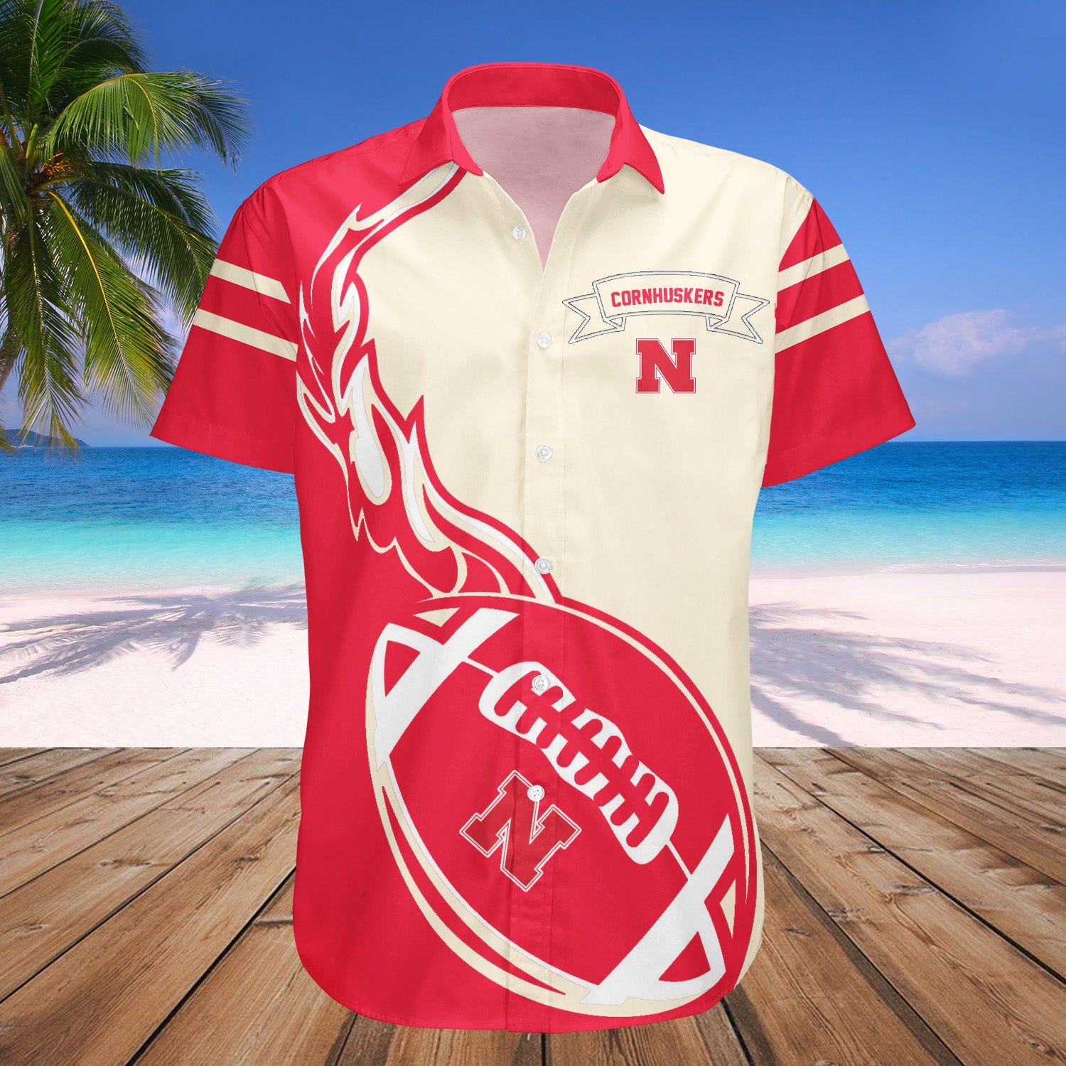 Nebraska Cornhuskers Hawaii Shirt Flame Ball – NCCA