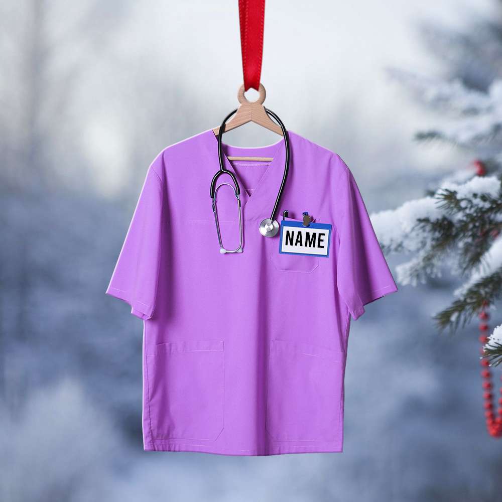 Nurse Scrubs – Personalized Flat Ornament – Gift For Nurse V1