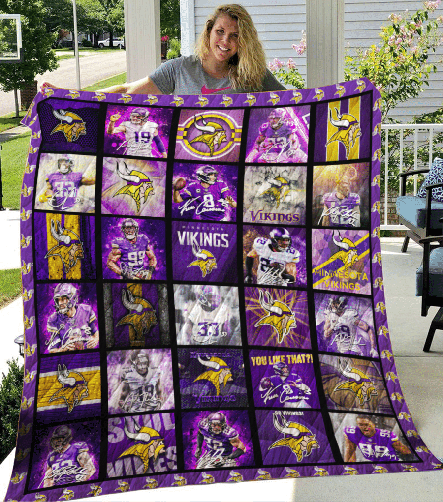 Minnesota Vikings Football Team All Over Print 3D Quilt Blanket-Purple