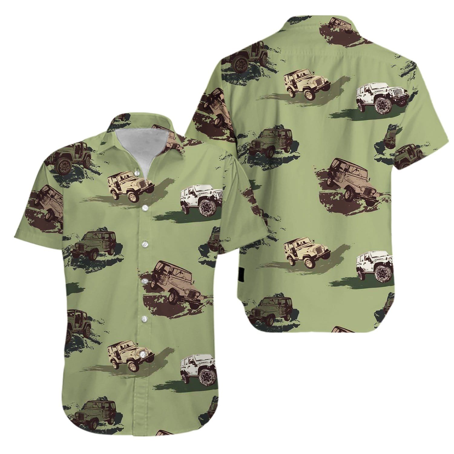 Jeep Camo Green Hawaii Aloha Shirts Kv Ha1367