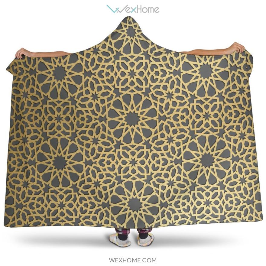 Arabic Star Gold Pattern Hooded Blanket