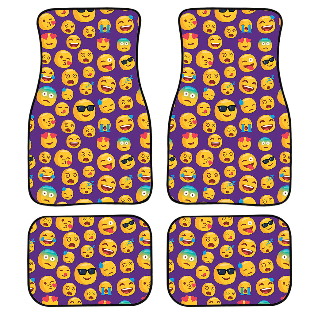 Purple Emoji Pattern Print Front And Back Car Floor Mats, Front Car Mat