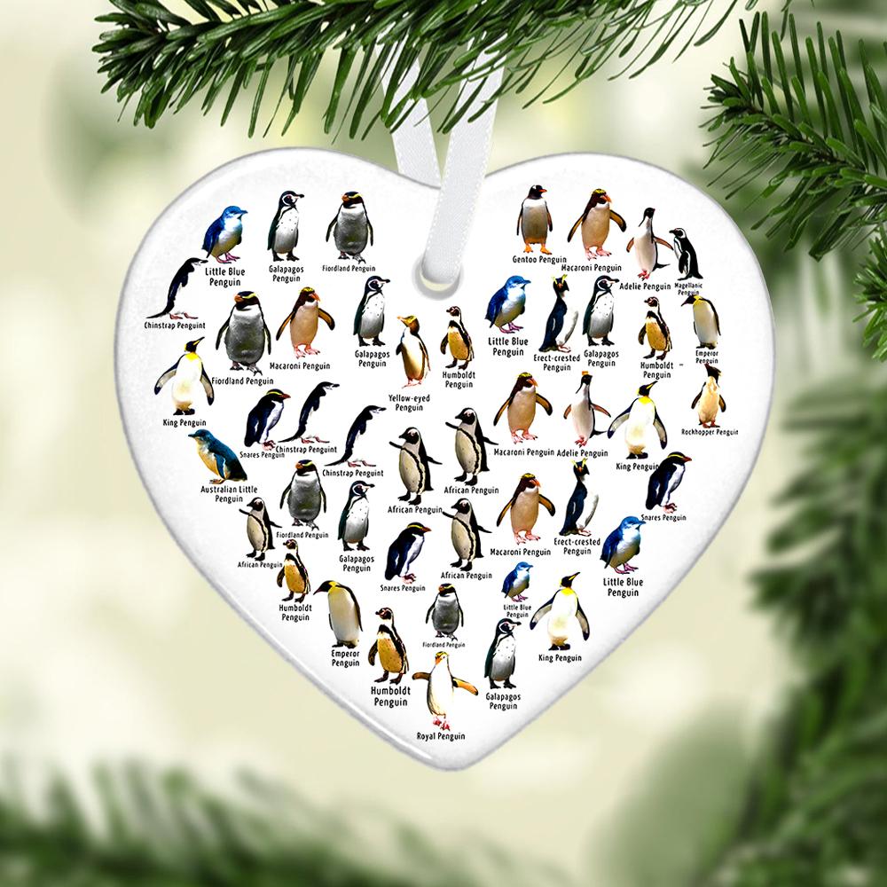 Penguins Heart Ceramic Ornament