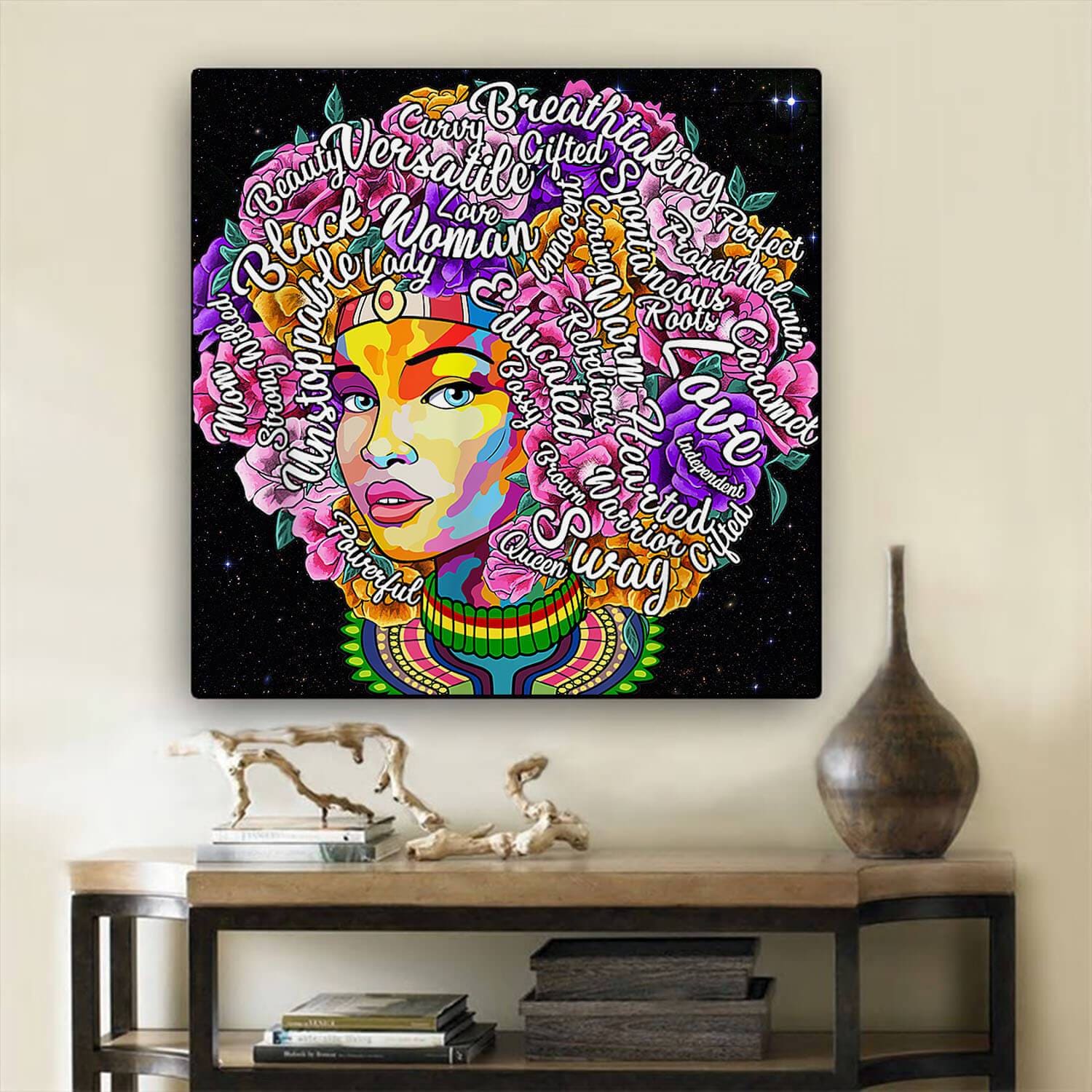 African American Canvas Wall Art Afro Motivation Black Girl Canvas Black Art Living Room Decor