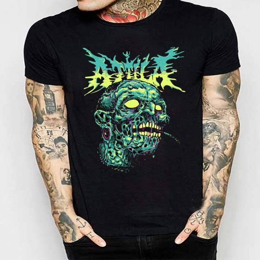 Men’s Fashion Casual Short-sleeved T-shirt Attila Band Poster T Shirt Mens Funny T Shirts