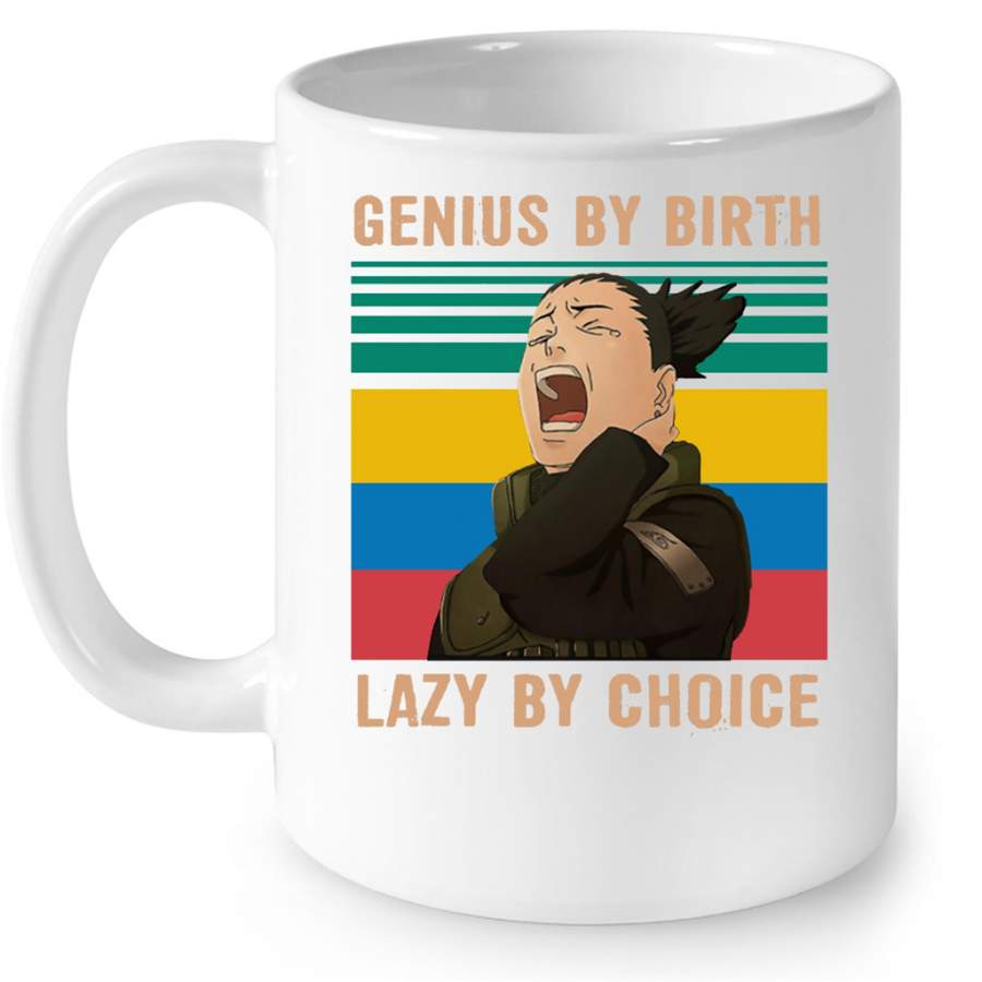 Genius By Birth Lazy By Choice, Classic Vintage Retro – Full-Wrap Coffee White Mug