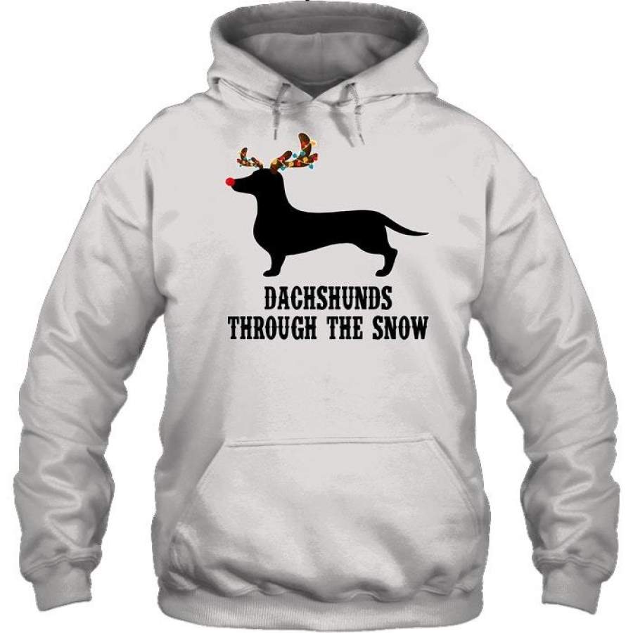 Dachshund Reindeer Through The Snow Christmas Gift Shirt Hoodie