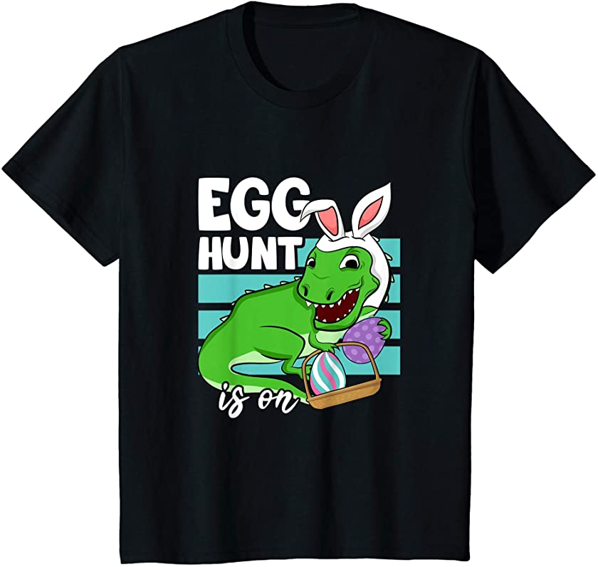 Kids Egg Hunt Is On Dinosaur T Rex Easter Bunny Toddler Boy T-Shirt