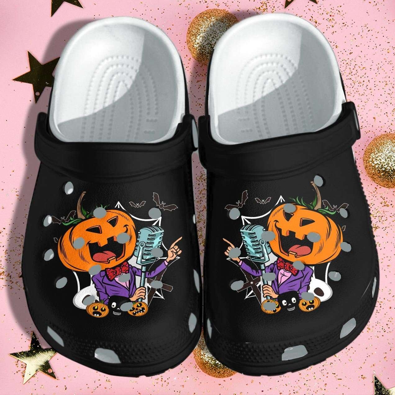 Pumpkin Rock Sings Tattoo Halloween Crocs Crocband Clogs Shoes