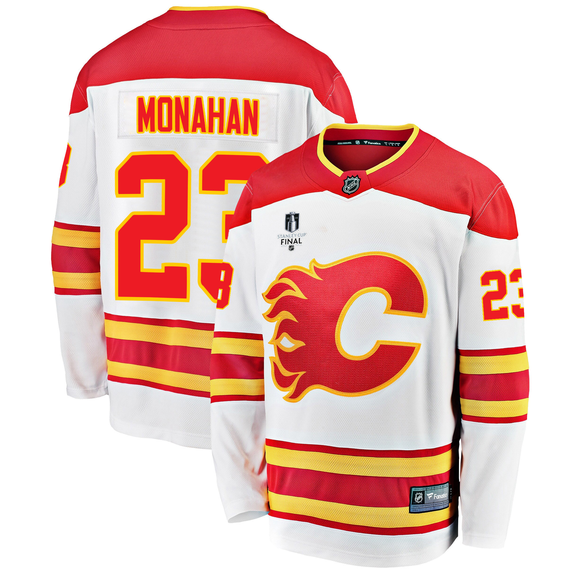 Calgary Flames Sean Monahan 23 Away 2022 Stanley Cup Final Breakaway Men Jersey – White