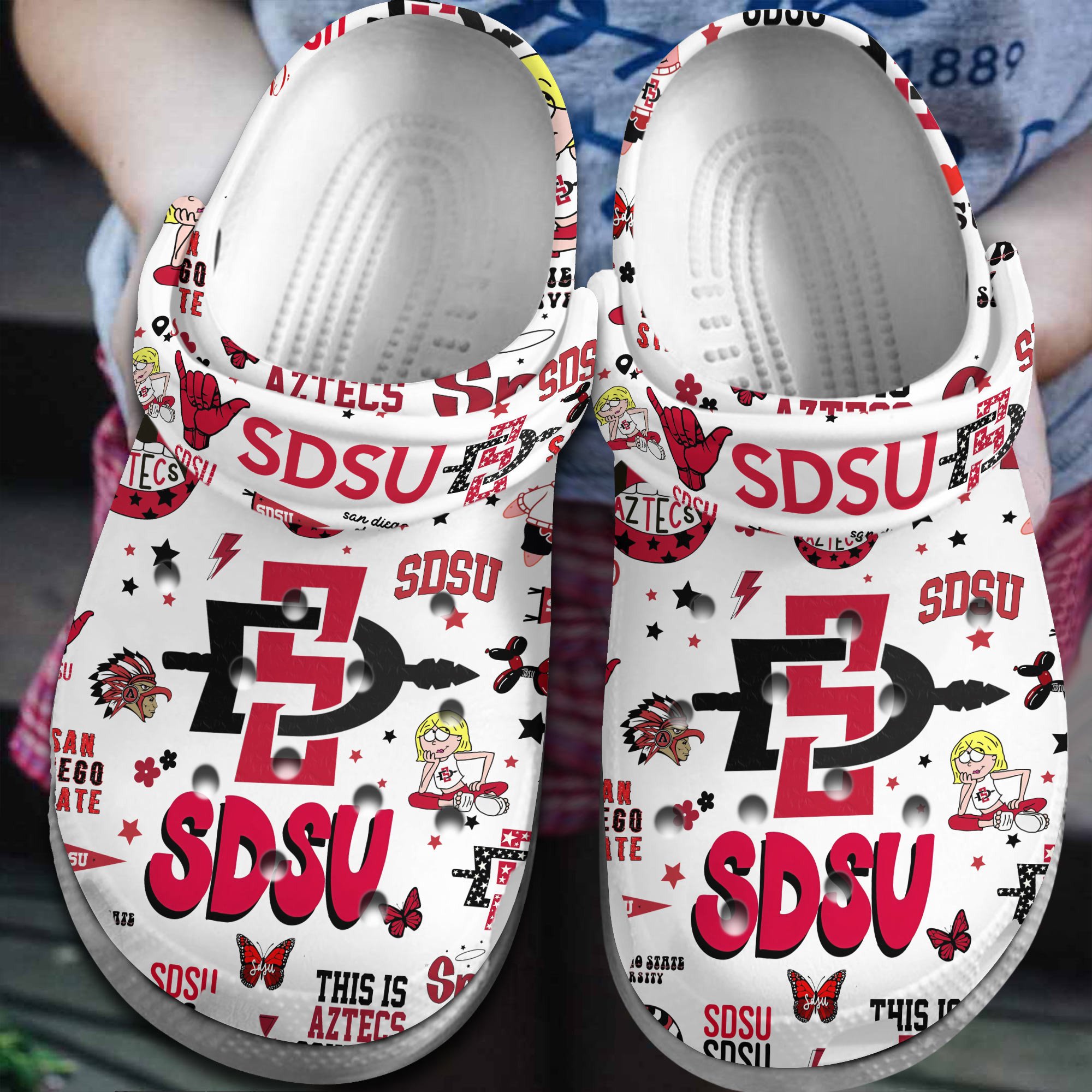 SDSU San Diego State Aztecs NCAA Sport Crocss Crocband Clogs Shoes Comfortable For Men Women and Kids