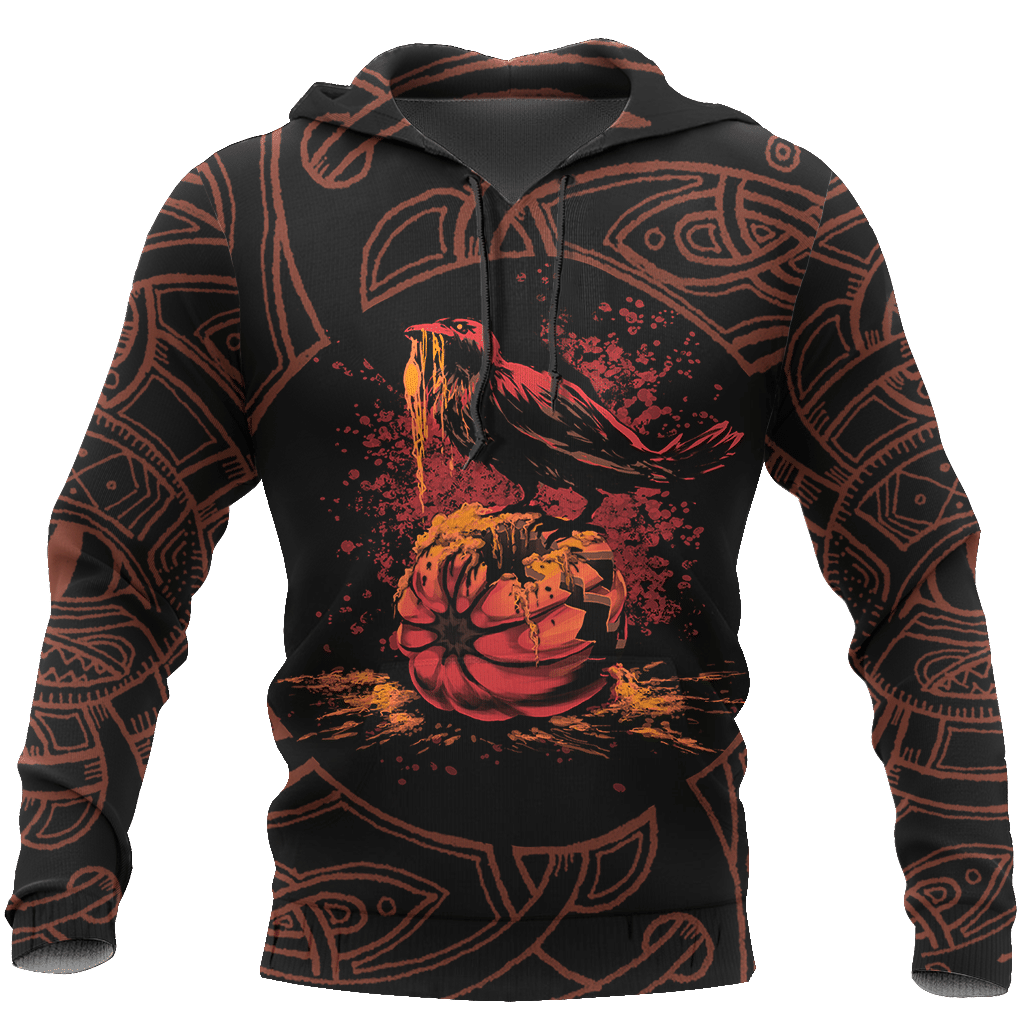 The Red Bird Happy Halloween Viking All Over Printed Hoodie