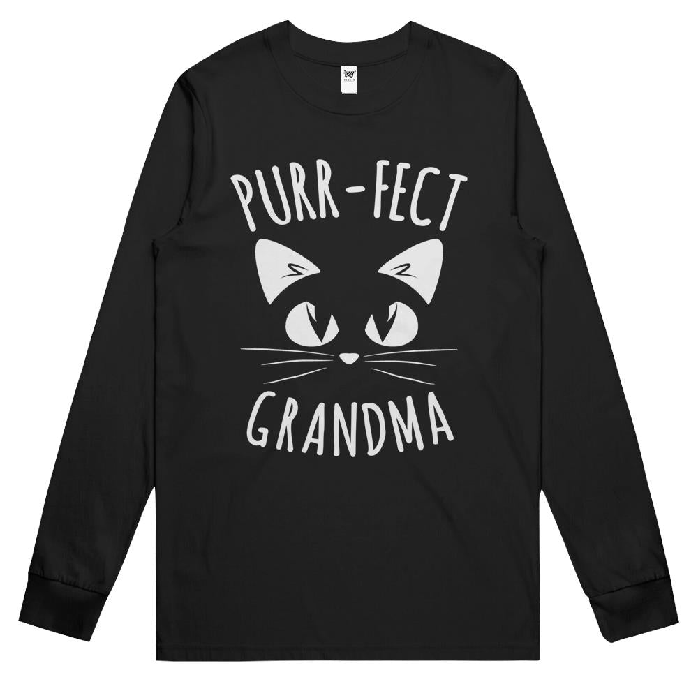 Purr-Fect Grandma Fur Mom Cute Cat Lover Animal Gift Long Sleeve T Shirts