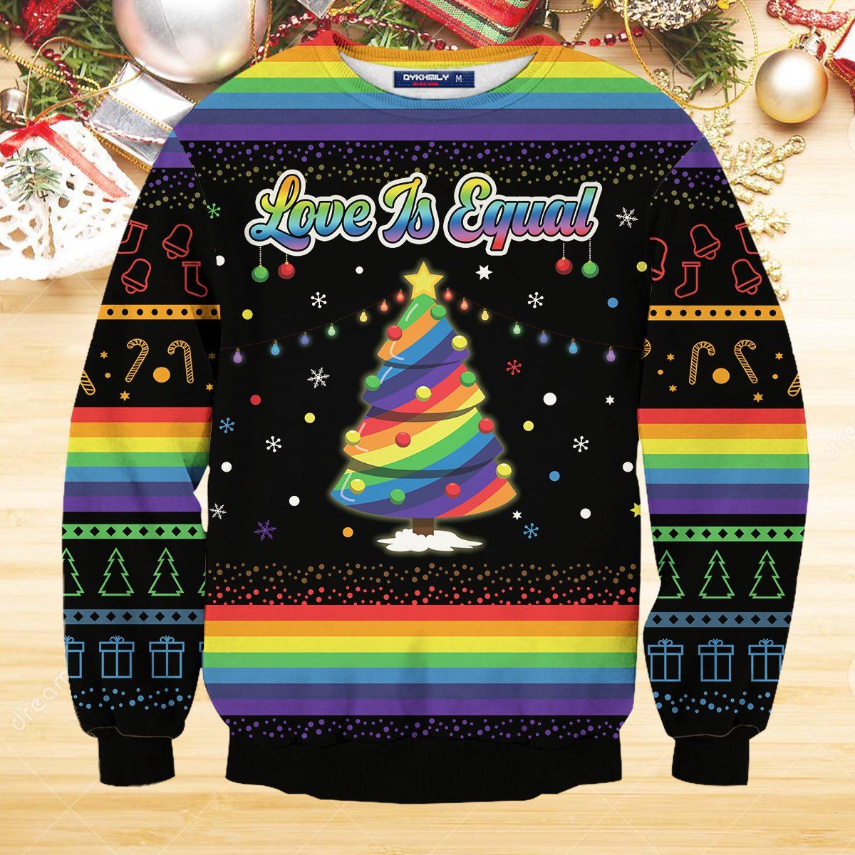 Rainbow Christmas Unisex Wool Sweater