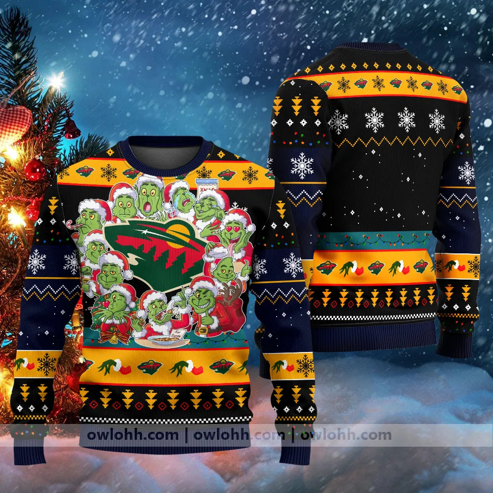 Minnesota Wild 12 Grinch Xmas Day ,Ugly Sweater Party,Ugly Sweater Ideas