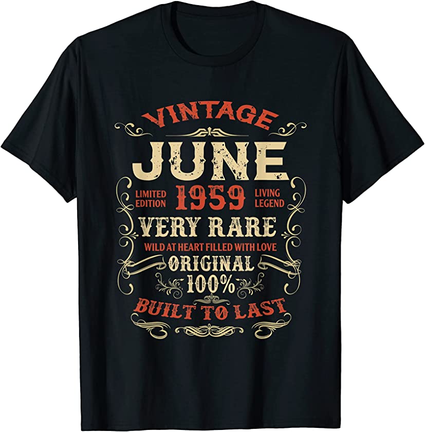 Vintage June 1959 62Th Birthday 62 Years Of Being Awesome T-Shirt