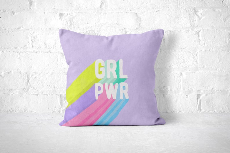 Girl Power Pillow, Blue Throw Pillow, Girl Throw Pillow, Cute Throw Pillow, Nursery Throw Pillow, Girls Pillow, Kids Room Decor