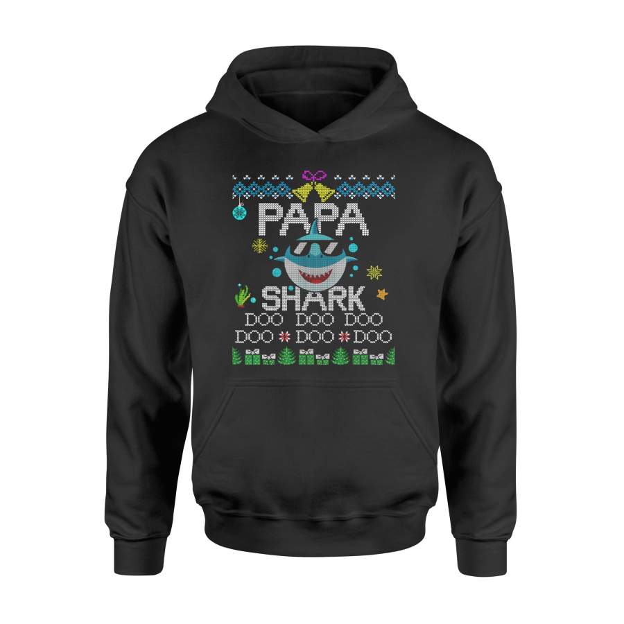 Christmas gift idea Mens Mens Papa Father Shark Xmas Matching Family Group Ugly T-Shirt – Standard Hoodie