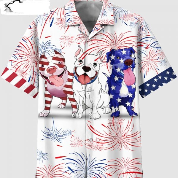 Pitbull Fireworks Of July Us Independence Day Hawaii Shirt Ha1278