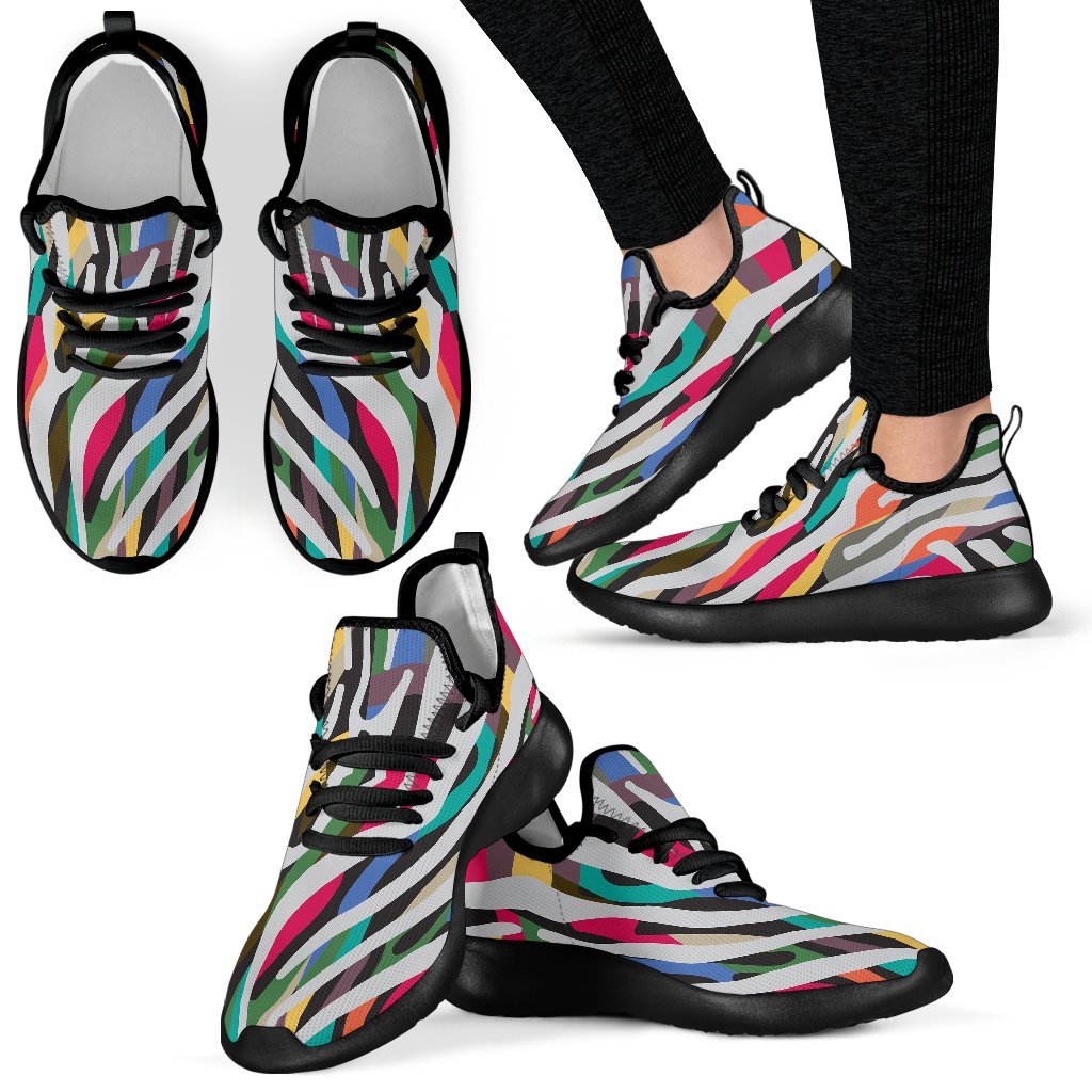 Colorful Zebra Pattern Print Mesh Knit Shoes