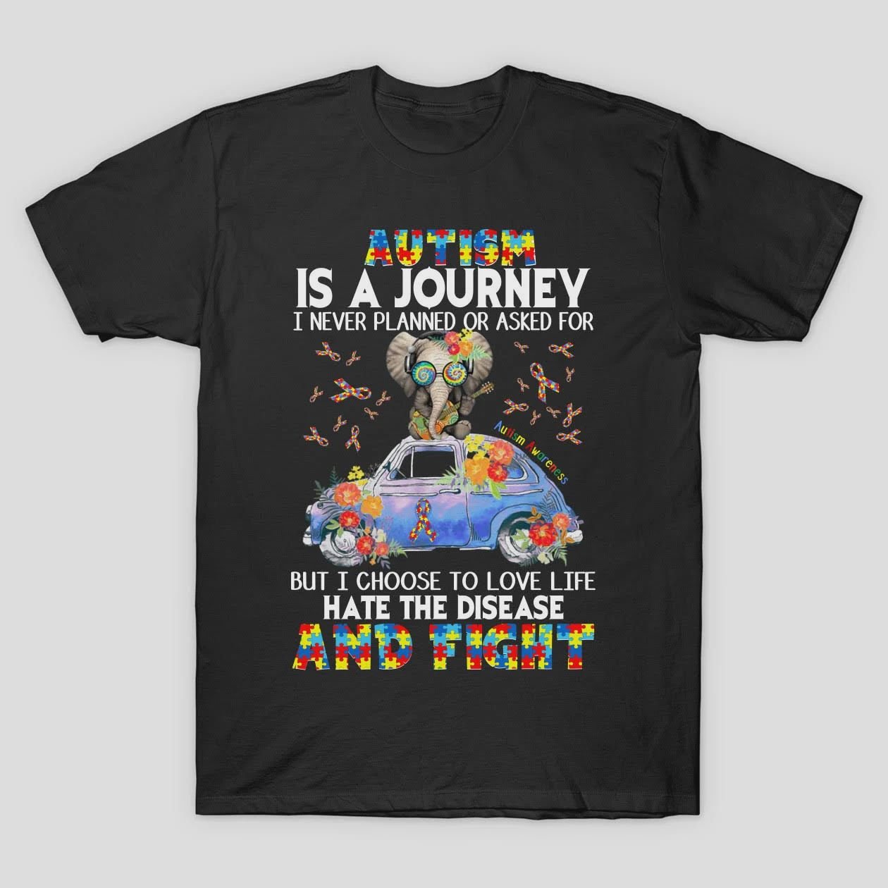 Autism Mom Shirt Elephant Autism Shirt Autism Is A Journey T-Shirt Autism Awareness Shirt Mothers Day Gift Happy Mothers Day