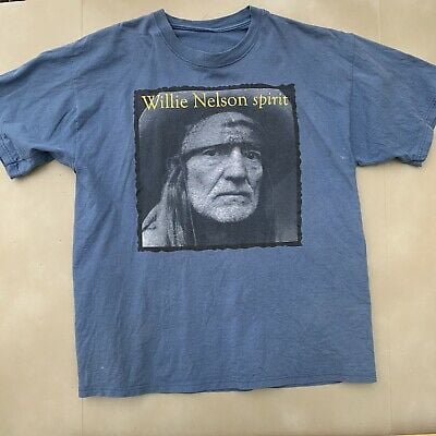 Willie Nelson Spirit Live Music Vintage Tour Blue Graphic T Shirt ? 5232