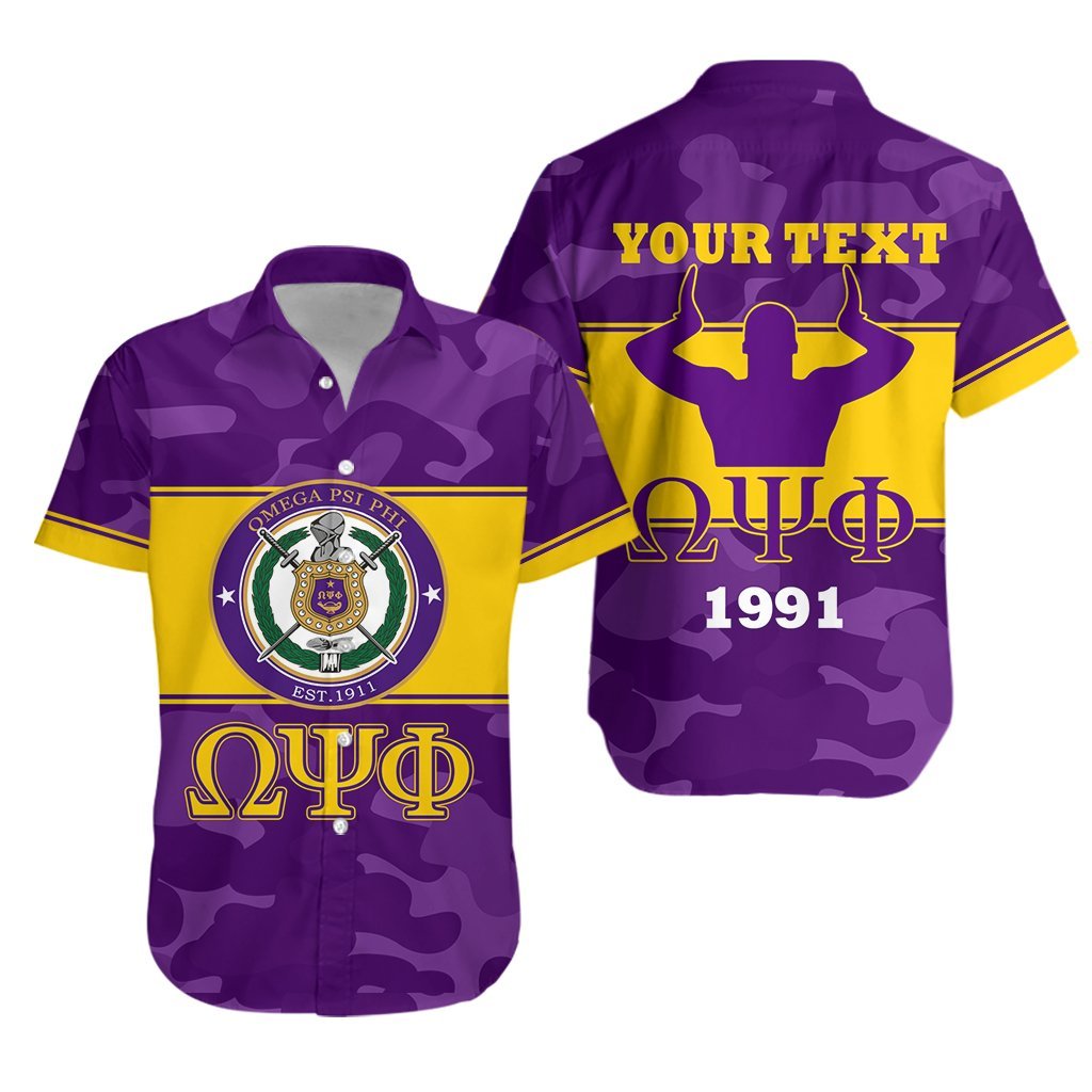 (Custom Personalised) Omega Psi Phi Hawaiian Shirt – Camo Version – Lt12