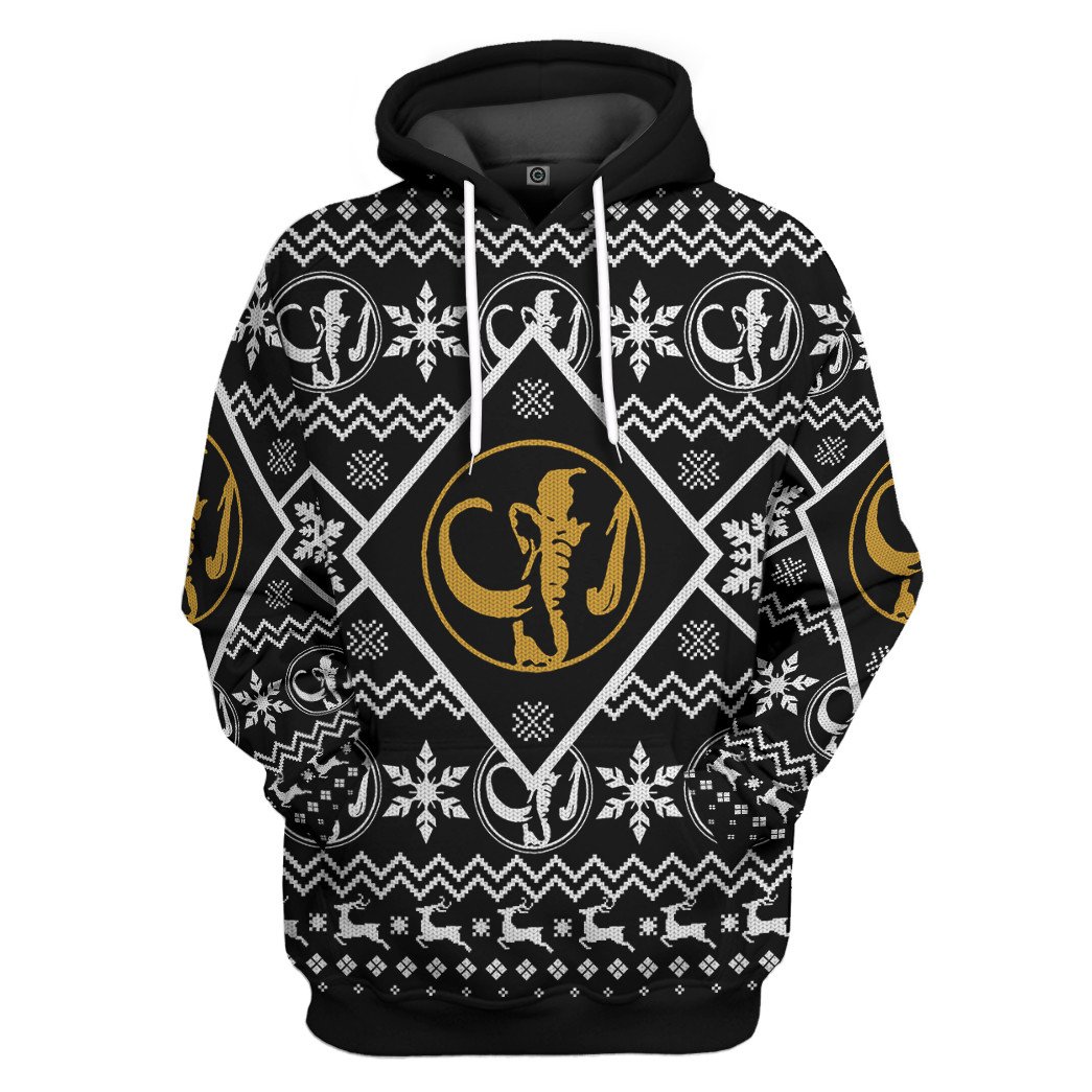 Mysticlife 3D Mighty Morphin Black Power Ranger Ugly Christmas Custom Tshirt Hoodie Apparel