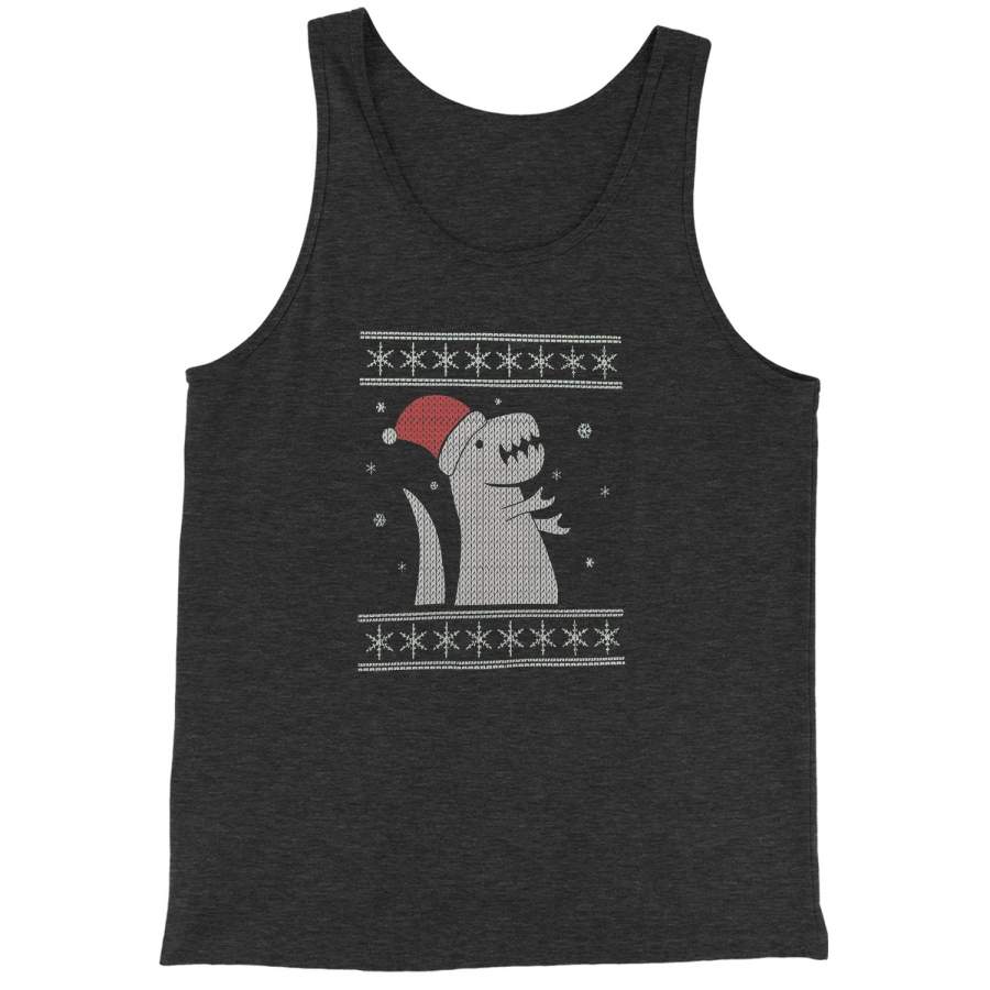 T-Rex In The Snow Ugly Christmas Jersey Tank Top for Men