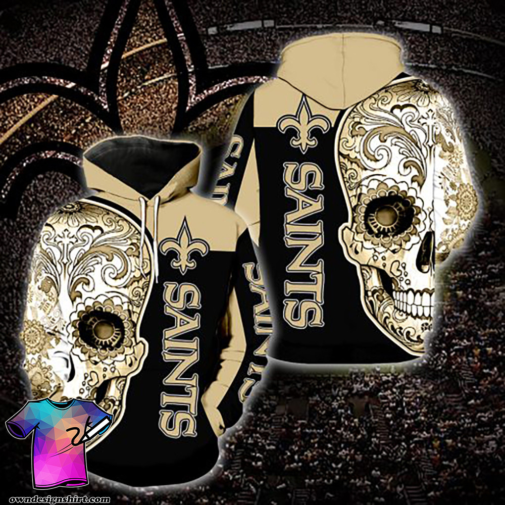 [The Best-Selling] Sugar Skull New Orleans Saints    18 Unisex 3D Hoodie Gift For Fans