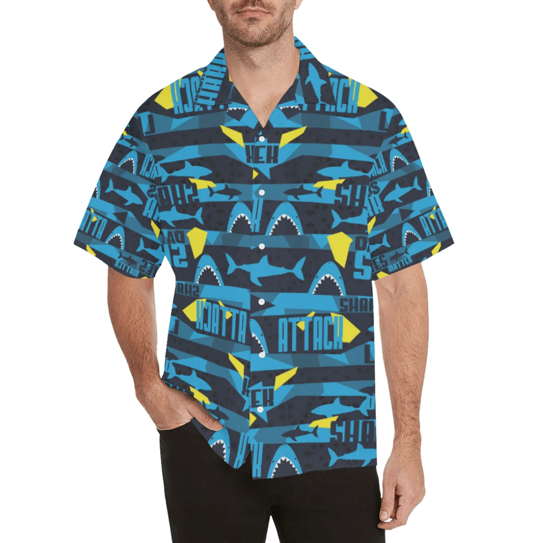 Cover your body with amazing Funny Shark Summer Vibe Tropical Hawaiian Aloha Shirts